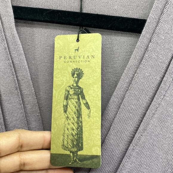 Peruvian Connection ADRIATICO lilac maxi knit dress minimalist size M - Picture 4 of 9